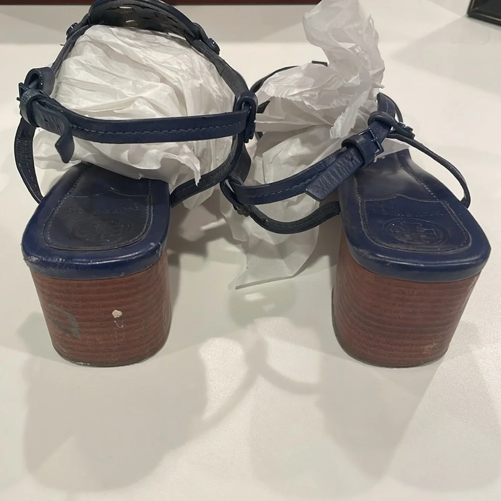 Tory Burch blue leather sandals size 10.5 - Picture 3 of 5